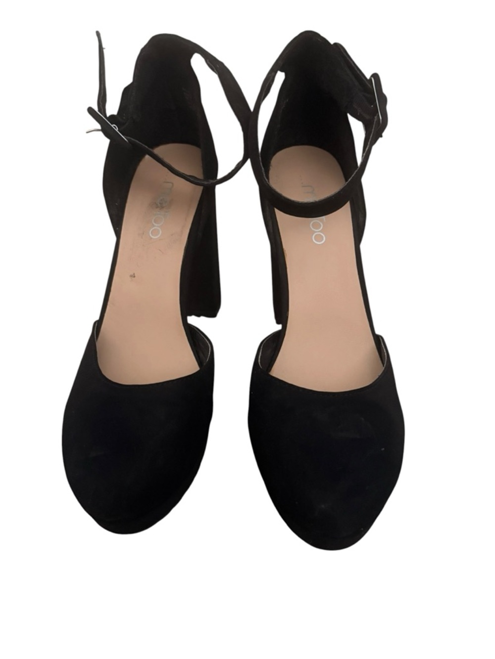 Me Too Black Ankle Strap Heels Size 8 Chunky Heel Platform Pumps Classic Dress S